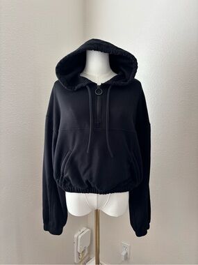 Alo Yoga Black Refresh Stadium Half Zip Hoodie (S)